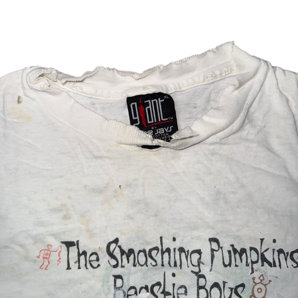 VTG Lollapalooza 1994 Tour Shirt Mens XL White Fair Distressed Smashing Pumpkins - Picture 3 of 7